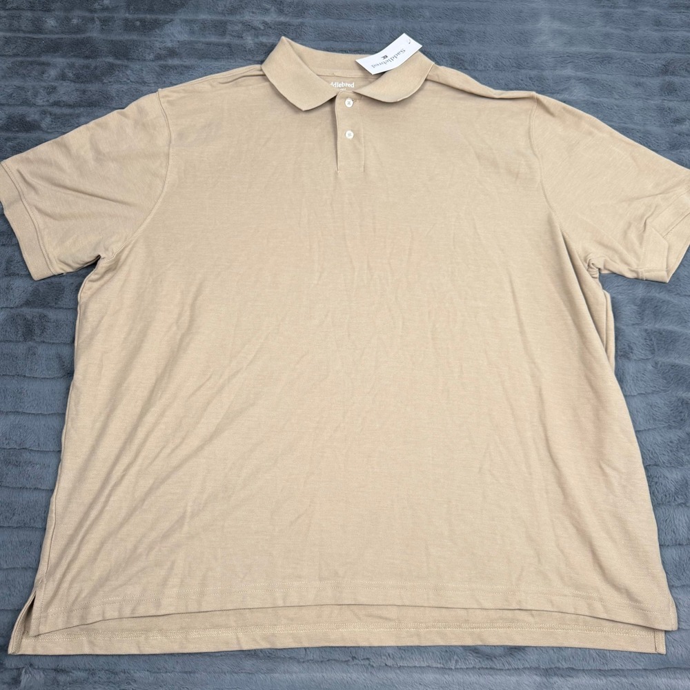 Saddlebred Big & Tall Mens 2X Polo Shirt Hetch Khaki Tan Short Sleeve 35423SP